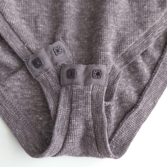 Free People Dylan Marled Heather Purple Thermal Long Sleeve Bodysuit Top - Picture 6 of 8